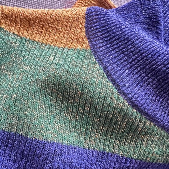 ZARA brand BNWT Long Sleeved top Multicolour Striped shirt w/ metallized fiber S - Picture 8 of 8